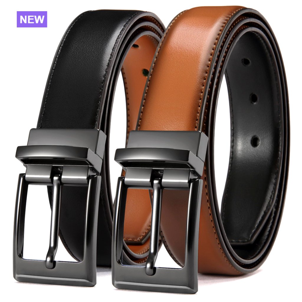 Reversible Leather Dress Belt, Adjustable Trim To Fit, 1.25" Width
